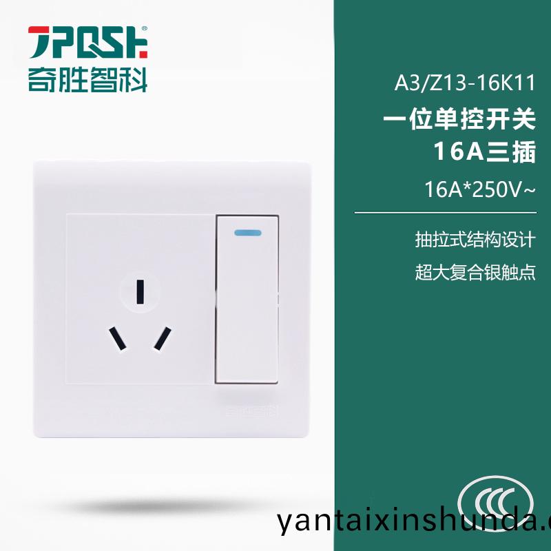Z13-16K11 一位單(dan)控(kong)開關(guan)16A三(san)挿(cha)